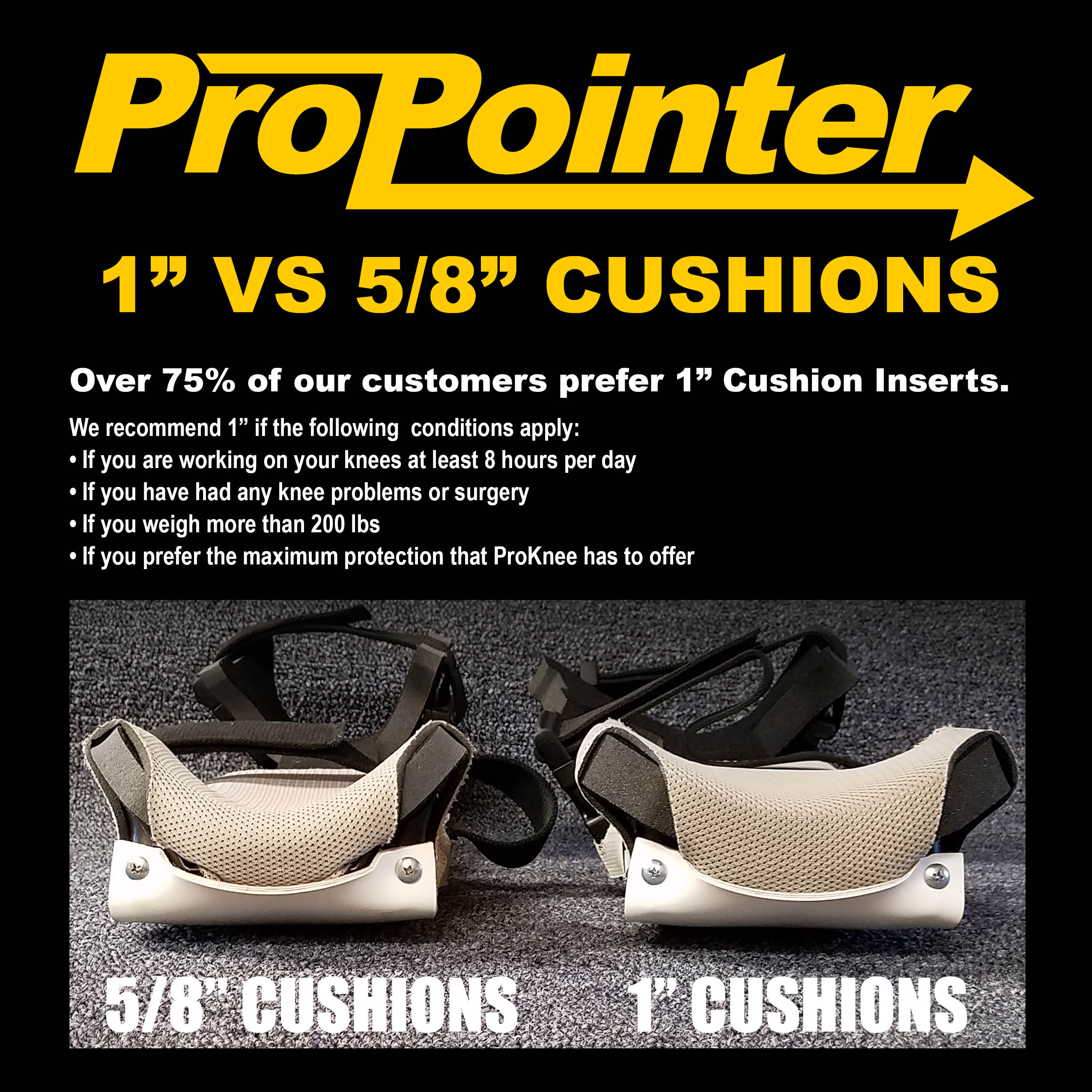 ProKnee 0714 Custom KneePads 1" Foam Knee Pads  ~Pick Your Size~ 